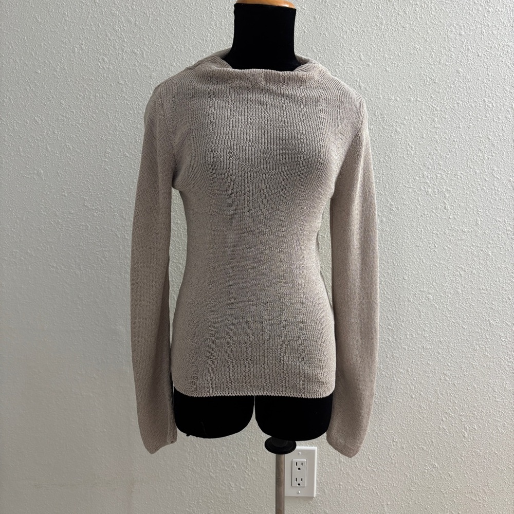 Zara Beige Textured Cowl Neck Sweater